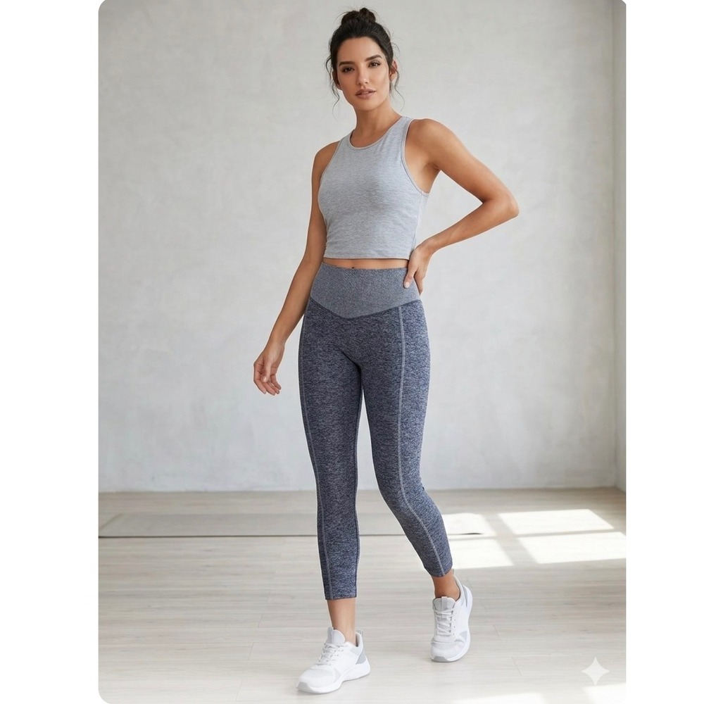 PINK Victoria's Secret Active Seamless High Waist Leggings Blue Marl Large Short